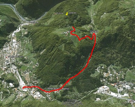 Moj smer pristopa (vožnja) mesto levo je Zagorje, desno Kisovec