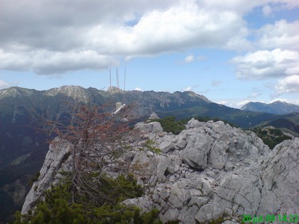 yagica na naravnem stolpiču, v ozadju Košuta